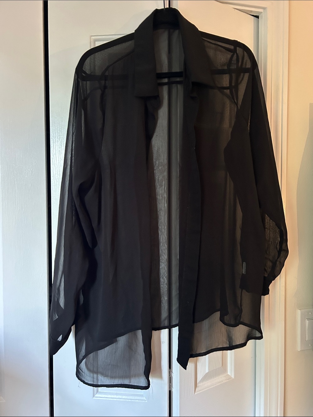 Amazon Black Sheer Button-Front Blouse